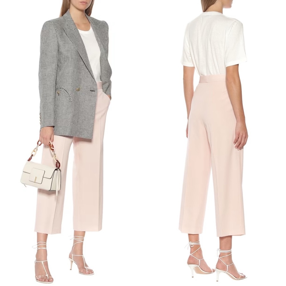 Stella McCartney High Rise Straight Wool Pants Size 40 NWT Tearose Pink